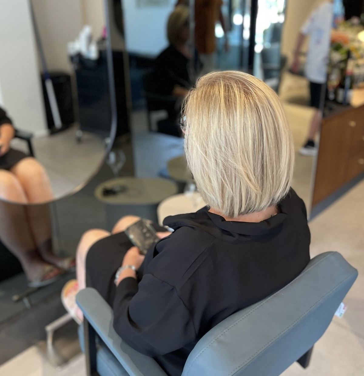 Un carré blond, balayage